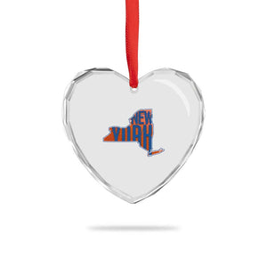 New York State Pride Graphic Heart Crystal Glass Ornament Basketball Fan Gift