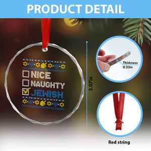 Nice Naughty Jewish Ugly Hanukkah Crystal Glass Ornament Chanukah Jew Gift TS10 Print Your Wear