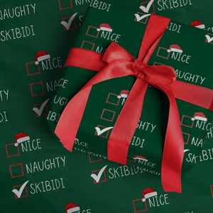 Nice Naughty Skibidi Wrapping Paper Roll Funny Christmas Santa List TS02 Green Print Your Wear