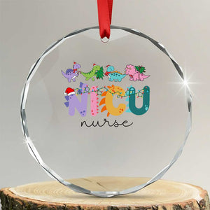 NICU Nurse Xmas Dinosaur Crystal Glass Ornament Neonatal Intensive Care Unit Nurse Appreciation Gift TS10 Transparent Glass 3'' Circle Print Your Wear