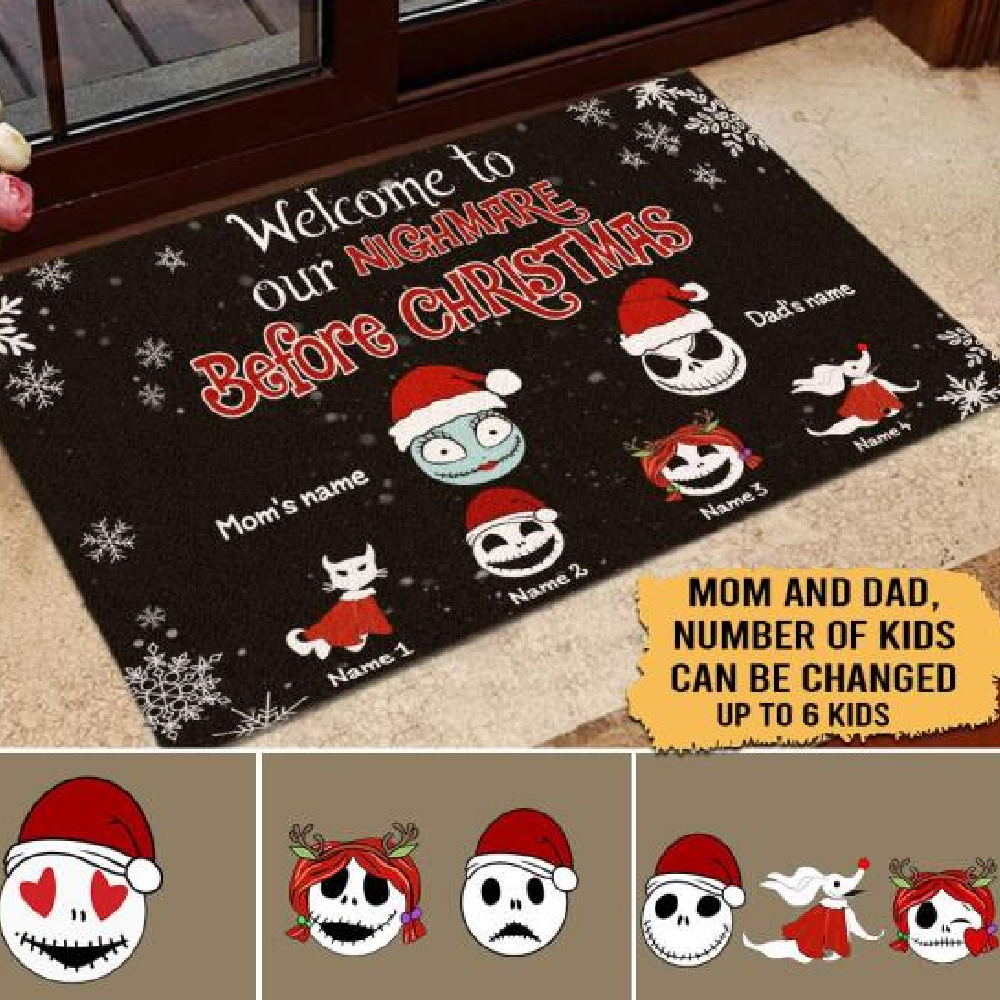 Personalized Welcome To Our Nightmare Before Christmas Doormat Noel Gift For Family CTM Custom - Printyourwear