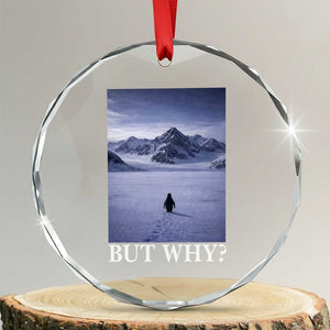 Nihilist Penguin But Why Crystal Glass Ornament Lone Penguin Walking Toward Mountain Meme TS11 Transparent Glass 3'' Circle Print Your Wear
