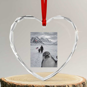 Nihilist Penguin Trump Hiking Mountains Heart Crystal Glass Ornament Funny Penguin Selfie But Why TS14 Transparent Glass 3'' Heart Print Your Wear