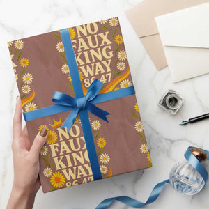No Faux King Way 8647 Wrapping Paper Roll Subtle Resist 70s Retro Floral TS02 Mocha Print Your Wear