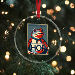 No Hope Without Hop Crystal Glass Ornament Ribbit Resist Repeat Resistance Frog Protest Pop Art Graphic TS02 Print Your Wear