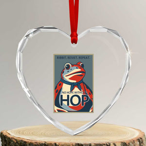 No Hope Without Hop Heart Crystal Glass Ornament Ribbit Resist Repeat Resistance Frog Protest Pop Art Graphic TS02 Transparent Glass 3'' Heart Print Your Wear
