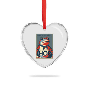 No Hope Without Hop Heart Crystal Glass Ornament Ribbit Resist Repeat Resistance Frog Protest Pop Art Graphic TS02 Print Your Wear