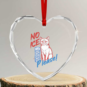 No Ice Please Angry Cat Graphic Heart Crystal Glass Ornament Subtle Against Ice Protest Political Resistance TS02 Transparent Glass 3'' Heart Print Your Wear