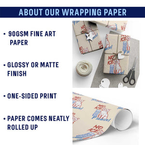 No Ice Please Angry Cat Graphic Wrapping Paper Roll Subtle Against Ice Protest Political Resistance TS02 Print Your Wear
