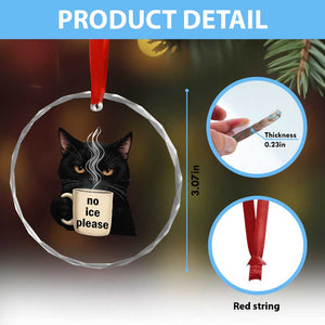 No Ice Please Crystal Glass Ornament Funny Black Cat Anti ICE Meme TS14 Print Your Wear
