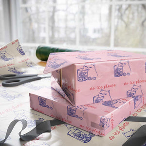 No Ice Please Funny Cat Meme Wrapping Paper Roll Subtle Against Ice Protest Political Resistance TS02 Light Pink Print Your Wear
