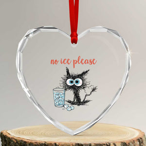 No Ice Please Heart Crystal Glass Ornament Funny Black Cat Sarcastic Abolish ICE Meme TS14 Transparent Glass 3'' Heart Print Your Wear
