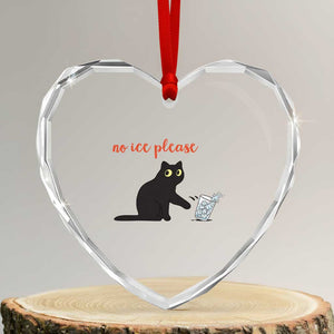 No Ice Please Heart Crystal Glass Ornament Funny Cat Abolish ICE Meme Protest TS14 Transparent Glass 3'' Heart Print Your Wear