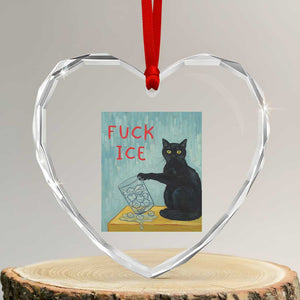 No Ice Please Heart Crystal Glass Ornament Funny Cat Anti ICE Artist Meme TS14 Transparent Glass 3'' Heart Print Your Wear