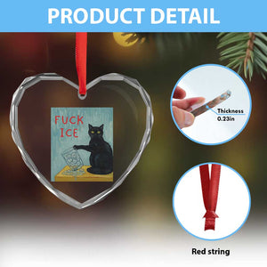 No Ice Please Heart Crystal Glass Ornament Funny Cat Anti ICE Artist Meme TS14 Print Your Wear