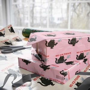 No Ice Please Wrapping Paper Roll Funny Black Cat Abolish ICE Meme Protest TS14 Light Pink Print Your Wear