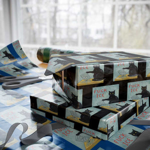 No Ice Please Wrapping Paper Roll Funny Cat Anti ICE Artist Meme TS14 Black Print Your Wear