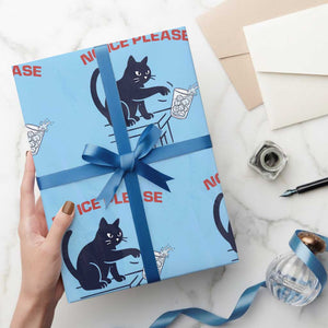 No Ice Please Wrapping Paper Roll Funny Cat Anti ICE Meme TS14 Light Blue Print Your Wear