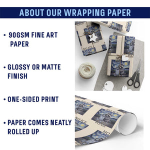 No Ice Please Wrapping Paper Roll Starry Night Raccoon Trash Panda Anti ICE Meme TS14 Print Your Wear
