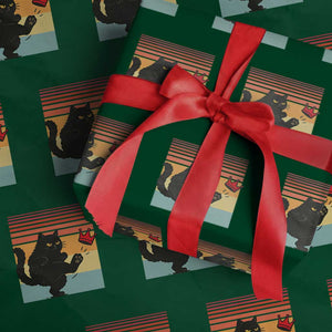 No Kings Black Cat Wrapping Paper Roll Funny Kitten Social Justice TS10 Green Print Your Wear