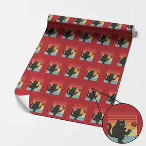 No Kings Black Cat Wrapping Paper Roll Funny Kitten Social Justice TS10 Red Print Your Wear