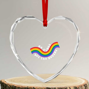 No Kings But Yas Queens LGBTQ Pride Retro Rainbow Heart Crystal Glass Ornament TS11 Transparent Glass 3'' Heart Print Your Wear