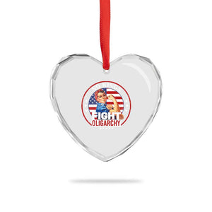 No Kings Fight Oligarchy Heart Crystal Glass Ornament Woman's Girl Vintage America Flag - Print Your Wear