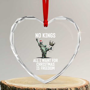 No Kings Heart Crystal Glass Ornament All I Want For Christmas Is Freedom TS14 Transparent Glass 3'' Heart Print Your Wear