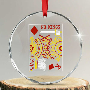 No Kings in America Crystal Glass Ornament Resist Protest Playing Card TS10 Transparent Glass 3'' Circle Print Your Wear