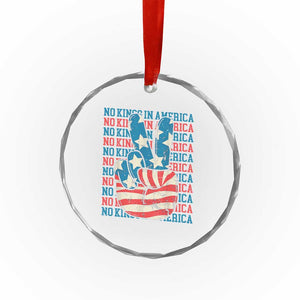 No Kings In America Crystal Glass Ornament USA Flag Peace Sign Hand 4th of July Patriotic TS10 Print Your Wear