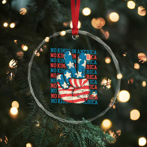 No Kings In America Crystal Glass Ornament USA Flag Peace Sign Hand 4th of July Patriotic TS10 Print Your Wear
