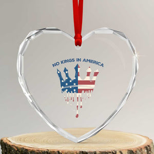 No Kings In America Heart Crystal Glass Ornament Dripping Crown TS02 Transparent Glass 3'' Heart Print Your Wear