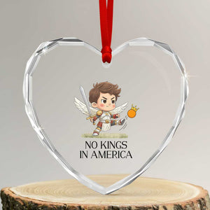 No Kings In America Heart Crystal Glass Ornament Funny Saint Michael Kicking Crown TS12 Transparent Glass 3'' Heart Print Your Wear