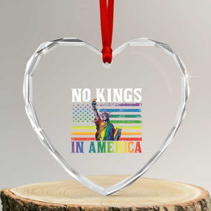 No Kings In America LGBT Pride Heart Crystal Glass Ornament Anti Authoritarian Political TS12 Transparent Glass 3'' Heart Print Your Wear