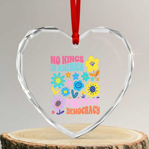 No Kings in America Protect Democracy Heart Crystal Glass Ornament Colorful Flowers Patriotic Feminists TS02 Transparent Glass 3'' Heart Print Your Wear