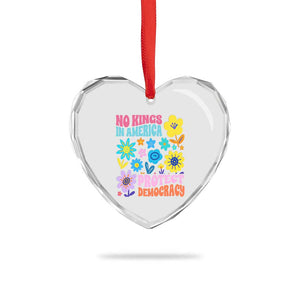 No Kings in America Protect Democracy Heart Crystal Glass Ornament Colorful Flowers Patriotic Feminists TS02 Print Your Wear