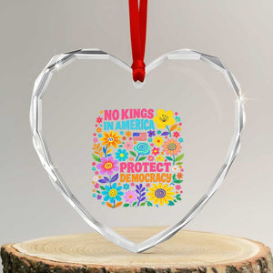 No Kings In America Protest Democraty Heart Crystal Glass Ornament Floral Resist TS10 Transparent Glass 3'' Heart Print Your Wear