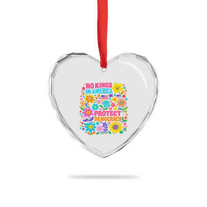 No Kings In America Protest Democraty Heart Crystal Glass Ornament Floral Resist TS10 Print Your Wear
