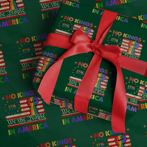 No Kings In America Rainbow Flag Wrapping Paper Roll TS02 Green Print Your Wear
