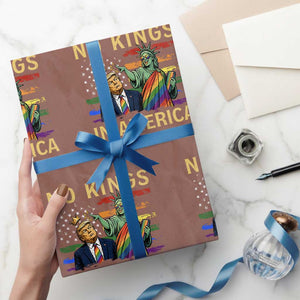 No Kings In America Statue Of Liberty Pride Wrapping Paper Roll Humorous Political Gift