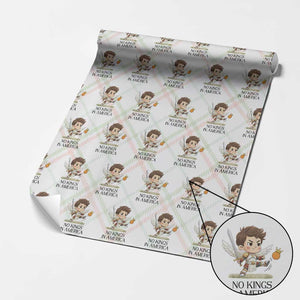 No Kings In America Wrapping Paper Roll Funny Saint Michael Kicking Crown TS12 Christmas Plaid Print Your Wear
