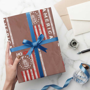 No Kings In America Wrapping Paper Roll Retro Freedom American Betsy Ross Flag TS02 Mocha Print Your Wear