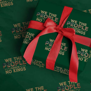 No Kings in USA Wrapping Paper Roll Vintage Old American Flag We The People TS10 Green Print Your Wear