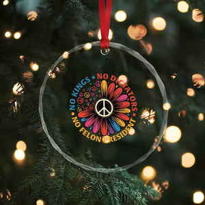 No Kings No Dictators No Felon Presidents Crystal Glass Ornament Retro Flower Peace Sign TS11 Print Your Wear