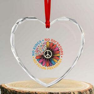 No Kings No Dictators No Felon Presidents Heart Crystal Glass Ornament Retro Flower Peace Sign TS11 Transparent Glass 3'' Heart Print Your Wear