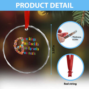 No Kings No Fascists Crystal Glass Ornament Floral Peace Sign Social Justice TS10 Print Your Wear