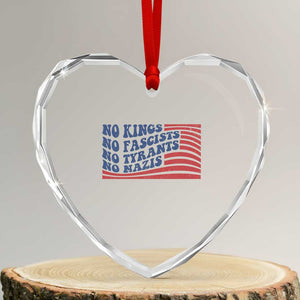 No Kings No Fascists Heart Crystal Glass Ornament American Flag Patriotic Protest TS12 Transparent Glass 3'' Heart Print Your Wear