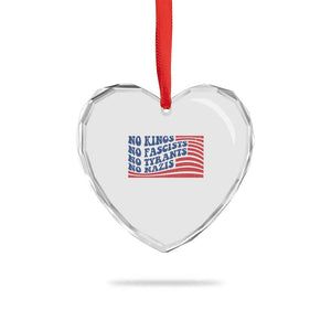 No Kings No Fascists Heart Crystal Glass Ornament American Flag Patriotic Protest TS12 Print Your Wear