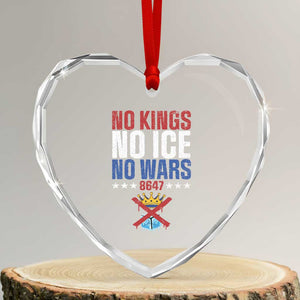 No Kings No Ice No Wars 8647 Heart Crystal Glass Ornament Rejecting Kings Anti Authoritarian TS11 Transparent Glass 3'' Heart Print Your Wear