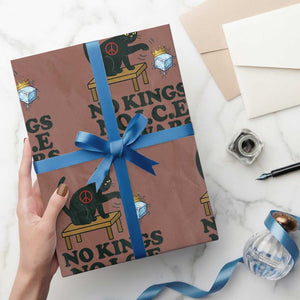 No Kings No Ice No Wars Cat Wrapping Paper Roll Funny Political Freedom Activist TS11 Mocha Print Your Wear